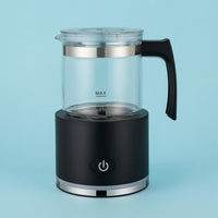 Hot and Cold Automatic Milk Frother Transparent Cup Electric Frother Clear Lid Milk Warmer Compact for Countertop