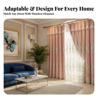 Blackout Double Layer Embroidered Curtain European Design Embroidered Double Layer Curtain Privacy Protection Window Treatment Floral Embroidery for Homeowners, Interior Decorators, Bedroom, Living Room, Nursery, Sliding Glass Door