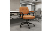 Ergonomic Backrest Tufted Leather Desk Chair 360 Degree Swivel Rolling Office Armchair Adjustable Height Upholstered Computer Chair for Students, Study Room
