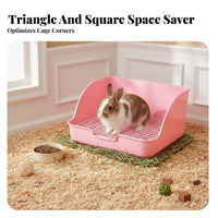 Small Pet Litter Box Easy to Clean Small Pet Potty Box Enclosure Corner Litter Pan Spill-Resistant High-Rear Pet Toilet Non-Tip