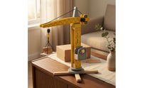 Realistic Wooden Vertical Structure Crane Stable Base Toy Vertical Structure Crane Yellow and Gray for Children
