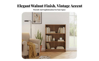 8-Tier Book Rack Walnut Finish Narrow Storage Cabinet Vintage Design Adjustable Shelves for Collectors, Renters, Bedroom