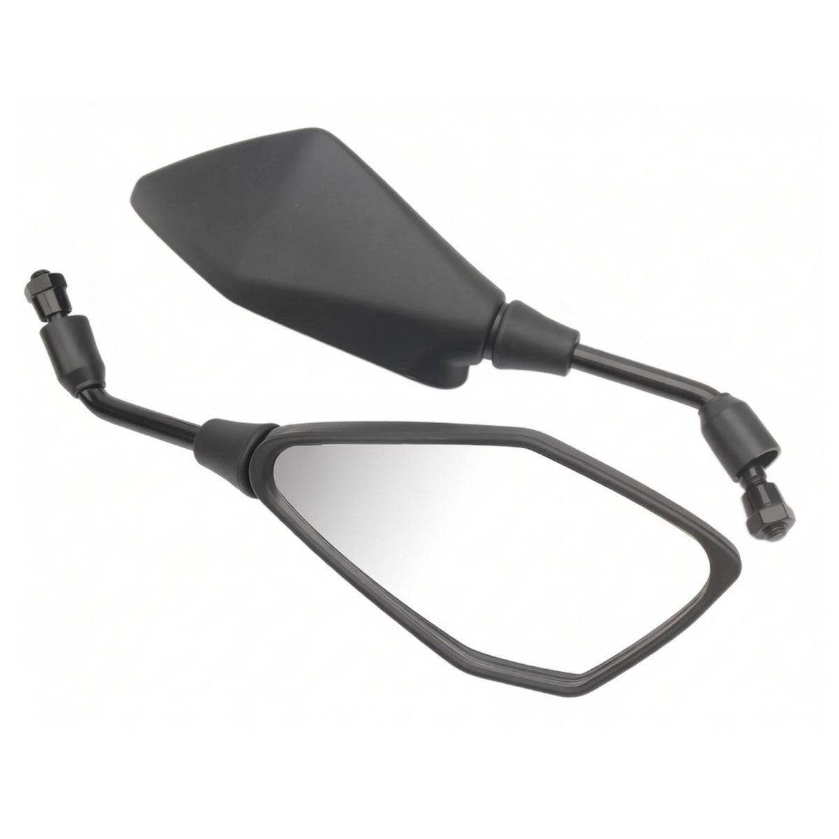 Threaded Motorcycle Mirrors with Metal Stems Black Motorcycle Rearview Mirror Angular Tapered for Riders, Motorcycles