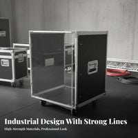 Heavy-Duty Construction Stage Equipment Cabinet Shock-Resistant Audio Equipment Rack Cabinet Reinforced Metal Corners Portable Amplifier Flight Case 9mm 5-Layer Plywood for DJs, Musicians, KTV, Touring, Studio Recording