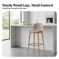 Nordic Design Molded Seat High Stool Modern Simple Design Bar Chair Built-in Footrest Seating Furniture Ergonomic Backrest for Homeowners, Business Owners, Entertainers, Kitchen Island, Restaurant, Reception Area, Pantry