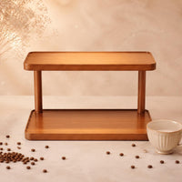Two-Tier Cup Rack Woodtea-Ware Ware Rack Open-Frame Countertop Display Shelf