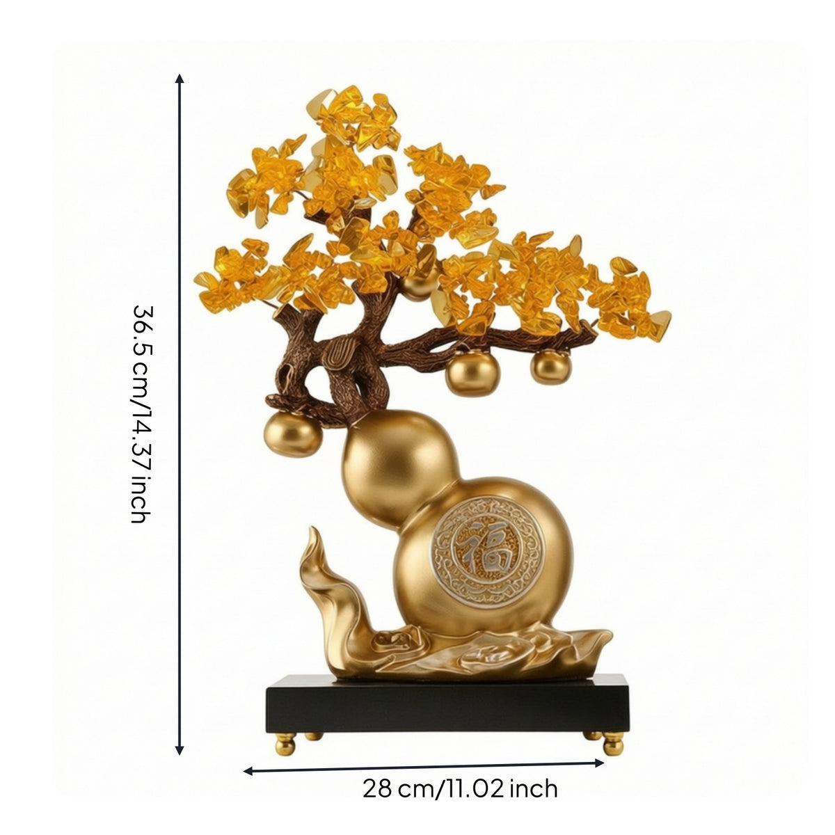 Good Luck Gourd Ornament with Base Tabletop Feng Shui Gourd Display Decorative Feng Shui Ornament Home Decor for Homeowners, Collectors