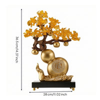 Good Luck Gourd Ornament with Base Tabletop Feng Shui Gourd Display Decorative Feng Shui Ornament Home Decor for Homeowners, Collectors