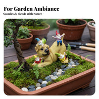 Dog and Gnomes Statue Garden Gnome Dog Sculpture Weather Resistant Funny Gnome Yard Figurine for Gardeners, Patio