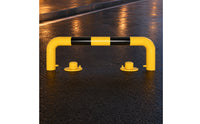 Black Warning Bands U-Shaped Parking Barrier Yellow Steel Pipe Guardrail Floor Plate Detachable Base Guardrail High Visibility for Roadway Intersection