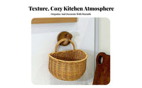 Wall Mount Garlic Holder Space Saving Kitchen Organizer Basket Breathable Design Woven Wall Basket for Pantry, Washroom