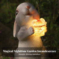 Automatic On/deactivate Solar Rabbit Statue Cute Design Bunny Garden Light Waterproof for Patio, Pathway