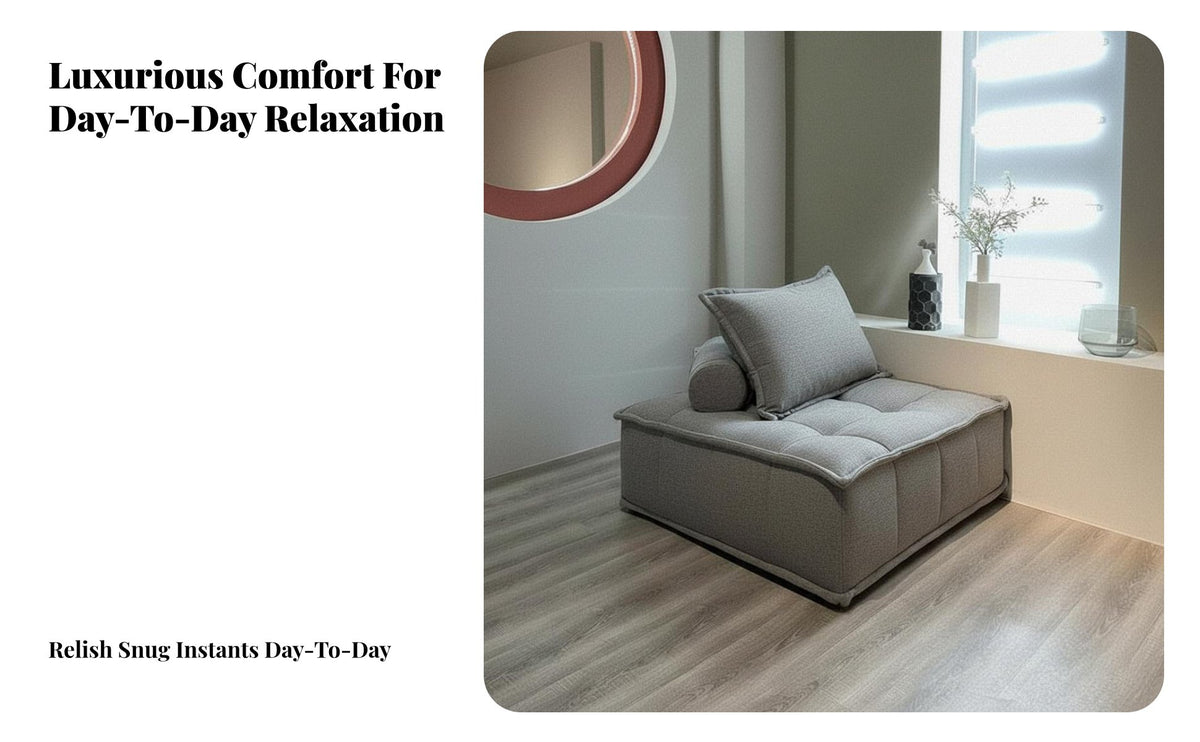 Minimalist Design Aesthetic Armless Sofa Module High-Density Foam Cushion Armless Sofa Middle Section Long-Lasting Construction Modular Couch Spacious Deep Seat for Apartment Dwellers, Young Adults, Design Enthusiasts, Bedroom, Lounge Area
