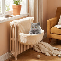 Hanging Cat Bed Radiator Hammock with Round Metal Frame, Warm Cosy Heated Nest for Winter, Small Pets Kittens Resting Place for Feline Relaxation