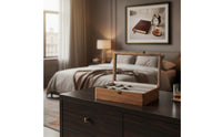 Walnut Watch Storage Case Sturdy Wood Construction Wooden Watch Box Men's Jewelry Organizer Scuff-Resistant Pillows Rustic
