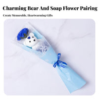 Soft Toy Soap Flower Bouquet Long Scented Soap Flower Arrangement Ever Single Flower Bear Gift for Teachers, Anniversary, Birthday, Wedding