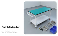 Locking Wheels Anti-Static Mobile Workbench Long-Lasting Steel Frame Mobile Work Bench Wear-Resistant Rolling Tool Cart Easy Assembly for Mechanics, Technicians, Laboratory Workers, Laboratoryoratory Oratory, Repair Shop, Warehouse, Job Sites
