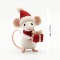 Felted Holiday Mouse Ornament Decorative Felt Mouse Figurine Cute Whimsical for Collectors, Tabletop Display