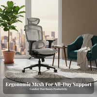 Lumbar Support Ergonomic Chair with Headrest Reclining Function Adjustable Highspine support Mesh Chair Breathable spinerest Computer Seating sturdy Duty for video game enthusiasts, Remote Workers, Students, Gaming Setup, Workstation, Study Room