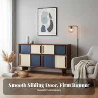 Nordic Design Console Cabinet Sturdy Construction Buffet Cabinet with Storage Small Footprint Retro Color Block Sideboard for Renters, Kitchen