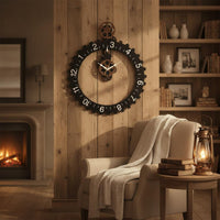 Wall Clock Focal Point Vintage-Gear Timepiece 3D Effect Home Decor for Office