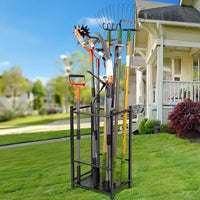 Sturdy Metal 3 Tier Garden Tool Rack Large Capacity Adjustable Foot Tool Organizer Heavy Duty for Patio