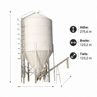 Galvanized Steel Silo for Poultry, Large Corrugated Sheet Feed Silo 20 Tons, Fully Automatic for Farm, Pigs, Sheep, Ducks