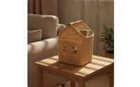 House-Shaped Basket Handwoven rattan Basket with Handle Decorative for Kids, Tabletop, Bookshelf, Nursery