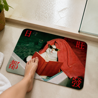 Cute Cat Absorbent Non-Slip Bathroom Mat for Toilet and Washbasin