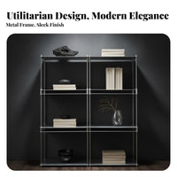 Brushed Finish Multi-Tier Shelving Unit Sturdy Metal Frame urban Etagere Minimalist Design Display Rack Easy to Assemble for Decor aficionados, Interior Designers, Entryway, Office, Living Room, Bedroom