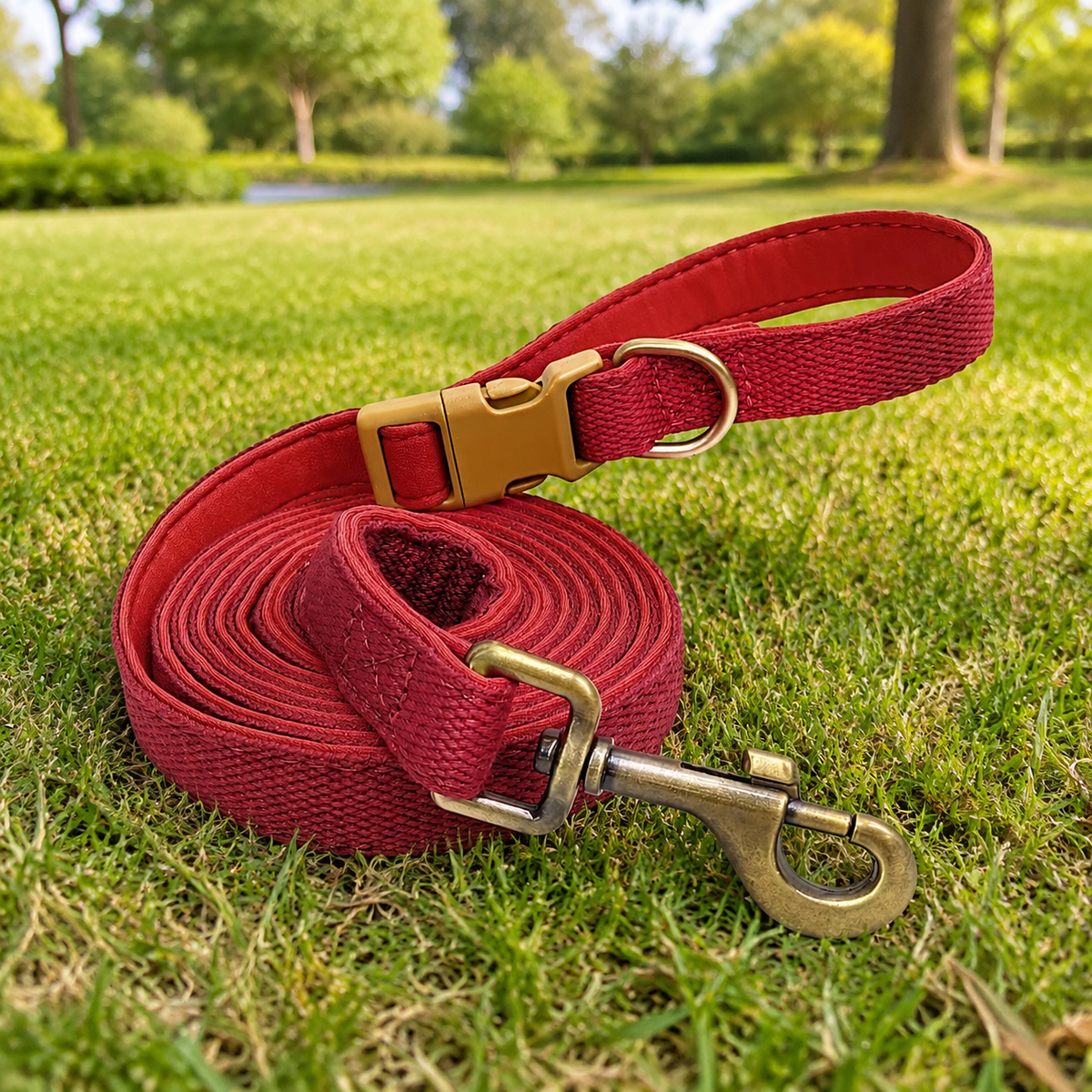 Dog Leash and Collar Set, with Reflective Material, 2.1m Long Leash, Size S, for Daily Walks, Also for Night Use