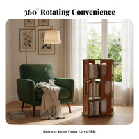 Vintage aesthetic Revolving Book Tower Floor-Standing Rotating bookcase Tower Multi-Tiered Design Storage Furniture Space-Saving for Students, Homeowners, Adults, Living Room, Home Office, Small Spaces, Bedroom