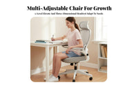 Adjustable Height Splitspine Student Chair Ergonomic Design Seating Furniture Wheeled Base Breathable spinerest for Students, Teenagers, Office Workers, Study Room, at Home, Bedroom, Small areas