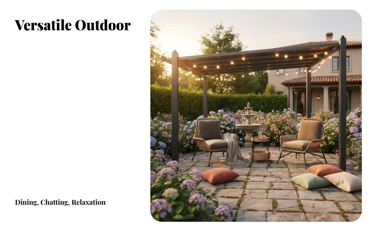 Aluminum Frame Pavilion Waterproof Solid Roof Gazebo Sun Protection Outdoor Shelter for Homeowners, Entertainers, Courtyard, Backyard, Poolside