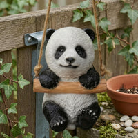 Animal Swing Ornament Jute Rope Hanging Animal Decor Swing Seat Decor Painted Cute Hanging Sculpture Outdoor Use for Yard