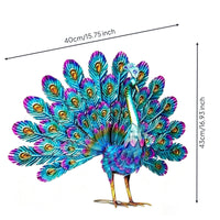 Metal Peacock Statue Multicolor Peacock Statue Standing for Patio