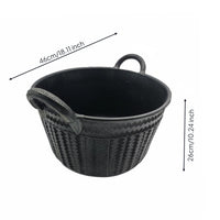 Black Rubber Bucket Open Top Woven-Texture Bucket Nestable Utility Container for Construction Tasks
