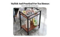 Built-in drink holder two-partlevel Mahjong holder Multi-Functional Storage Side Table Space-Saving Game Room Organizer for Teahouse Owners, Card participants