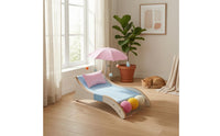 Breathable Mesh Pet Canopy Chair Wooden-Style Frame Pet Lounging Chair Plaid Pillow Pet Furniture