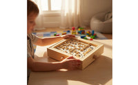 Hand-Eye Coordination Wooden Labyrinth Game Natural Wood Ball in a Maze Game Brain Teaser Tilting Maze Board for Children