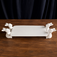 Ivory Ceramic Cake Stand, 3 Tier Hare Scandinavian Design, Afternoon Tea Stand for Mother's Day, Weekend & Family Tea