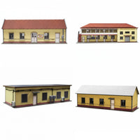 4 Pieces Architectural Railway Station Model Kit Miniature HO Scale Building Model Realistic Station Platform Compatible for Hobbyists