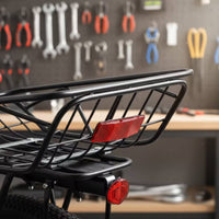 Sturdy Rear Bike Basket Black Cycle Rear Basket Metal Cargo Carrier Sloped for Commuters, Students, Commuting, Errands