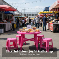 Food Stall Table Easy to Clean Round Stable Surface Cross-Brace Support for Restaurant Owners, Homeowners, Barbecue, Poolside, Backyard