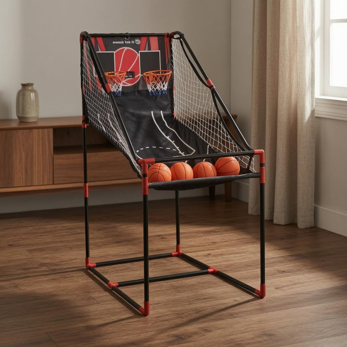 Electronic Scoreboard 2 Player Basketball Game Automatic Scoring Two-playerPlayer Basketball Game Voice Interaction Ball Return Ramp for Practice