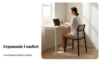Minimalist Design Woven Backrest Chair Easy to Clean Seating Furniture Anti-Slip Foot Pads Floor Protection for Interior Designers, Restaurant Owners, Dormitory, Study Room, Home Office, Kitchen