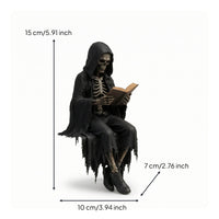 Dark Cloaked Figure Statue Sturdy Sitting Statue Creepy Shelf Sitter Spooky for Display Cabinet