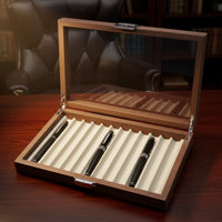 Wooden Pen Storage Box with Transparent Lid Desktop Pen Display Box Rectangular Organizer Luxury for Office