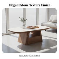 2 Pieces Coffee and End Table Set Small Space Solution Oval and Cylinder Table pair Minimalist Design Household Furniture for Families, Homeowners, Den