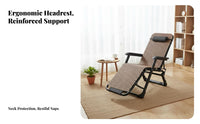 Folding Recliner Chair Foldable Portable Reclining Lounge Chair Versatile Portable Lounge Bed for Office Workers, Adults, Beach, Outdoor, Poolside